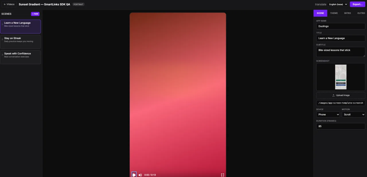 Video Studio workspace preview in SmartLinks